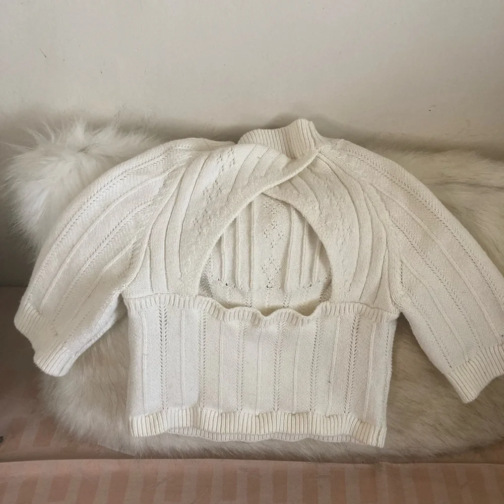 Free People Intimately Off White Cropped Knit Body Sweater - Picture 7 of 9